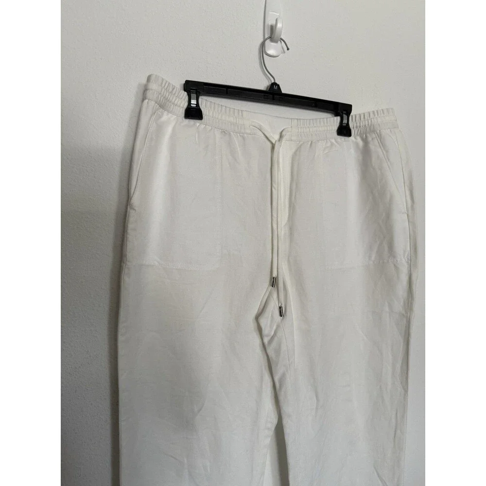 Banana Republic Pants Large White Womens Linen Blend Pull On Lagenlook NWOT